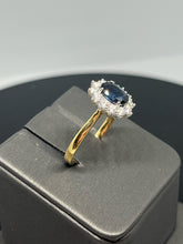 Load image into Gallery viewer, 18ct Yellow Gold Sapphire and Diamond Cluster Diamond Ring
