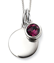 Load image into Gallery viewer, Sterling Silver Birthstone Pendant & Engravable Disk With Chain