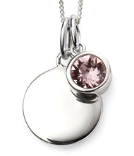 Load image into Gallery viewer, Sterling Silver Birthstone Pendant & Engravable Disk With Chain
