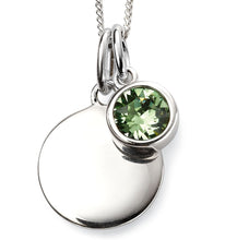 Load image into Gallery viewer, Sterling Silver Birthstone Pendant & Engravable Disk With Chain