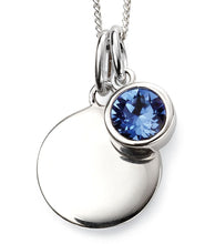 Load image into Gallery viewer, Sterling Silver Birthstone Pendant & Engravable Disk With Chain