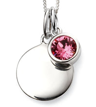 Load image into Gallery viewer, Sterling Silver Birthstone Pendant & Engravable Disk With Chain