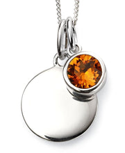 Load image into Gallery viewer, Sterling Silver Birthstone Pendant & Engravable Disk With Chain