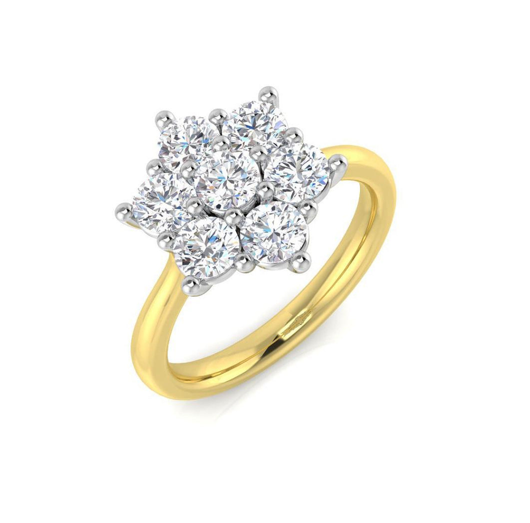 18ct Yellow Gold Cluster Diamond Ring