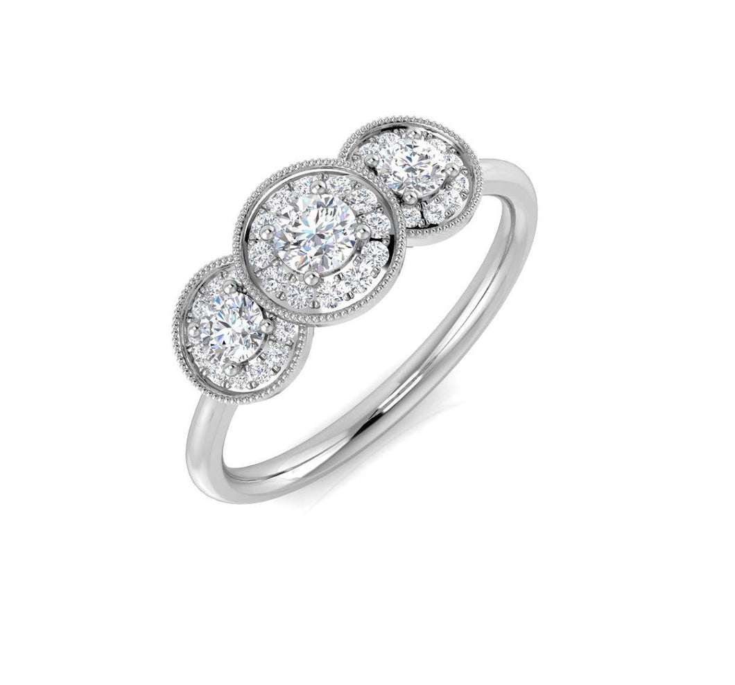 Platinum Triple Cluster Diamond Ring