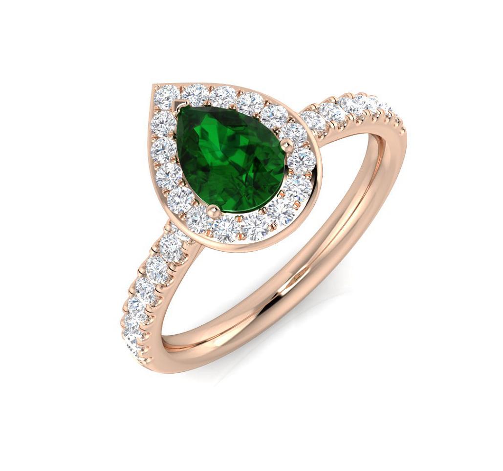 18ct Rose Gold Emerald and Diamond Cluster Ring