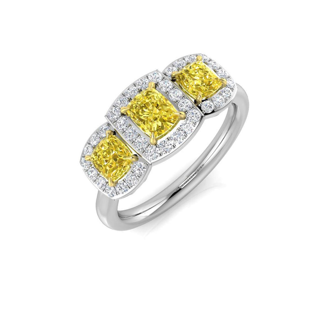 Platinum Yellow & White Diamond Ring