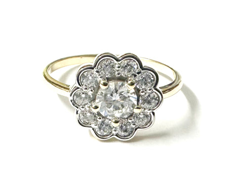 9ct Yellow Gold Vintage Style Cluster Ring