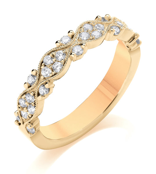 9ct Yellow Gold Vintage Style Diamond Ring