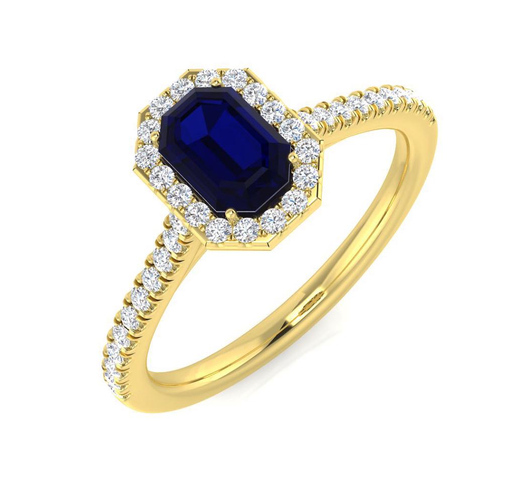 18ct Yellow Gold Blue Sapphire and Diamond Cluster Ring