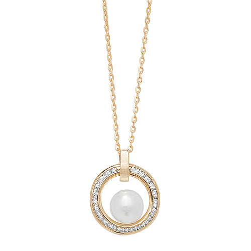9ct Yellow Gold Heart Pearl And CZ pendant