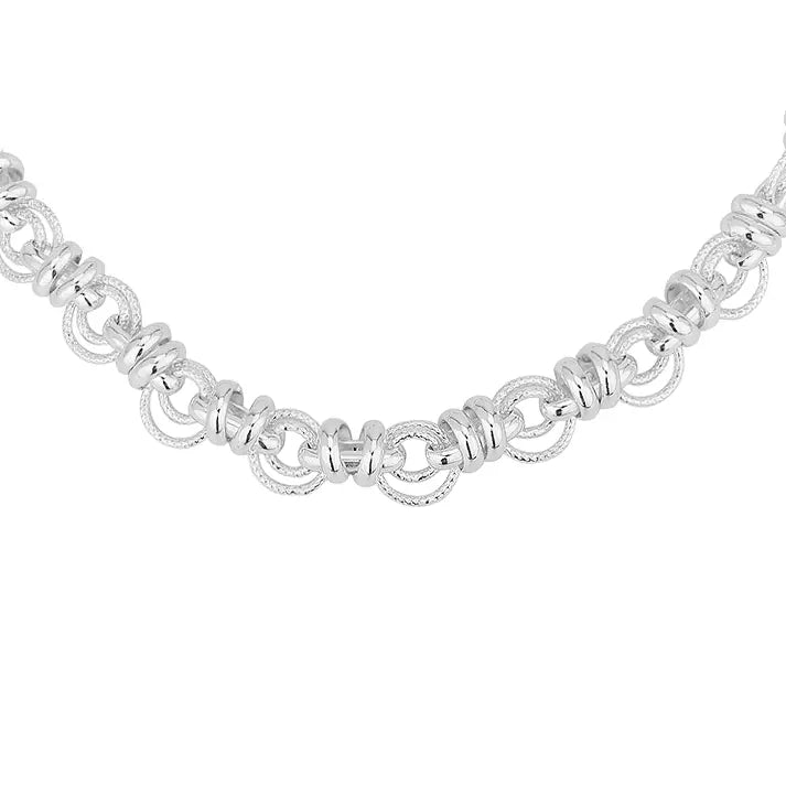 Sterling Silver Patterned Circle Link Hand Made Chain