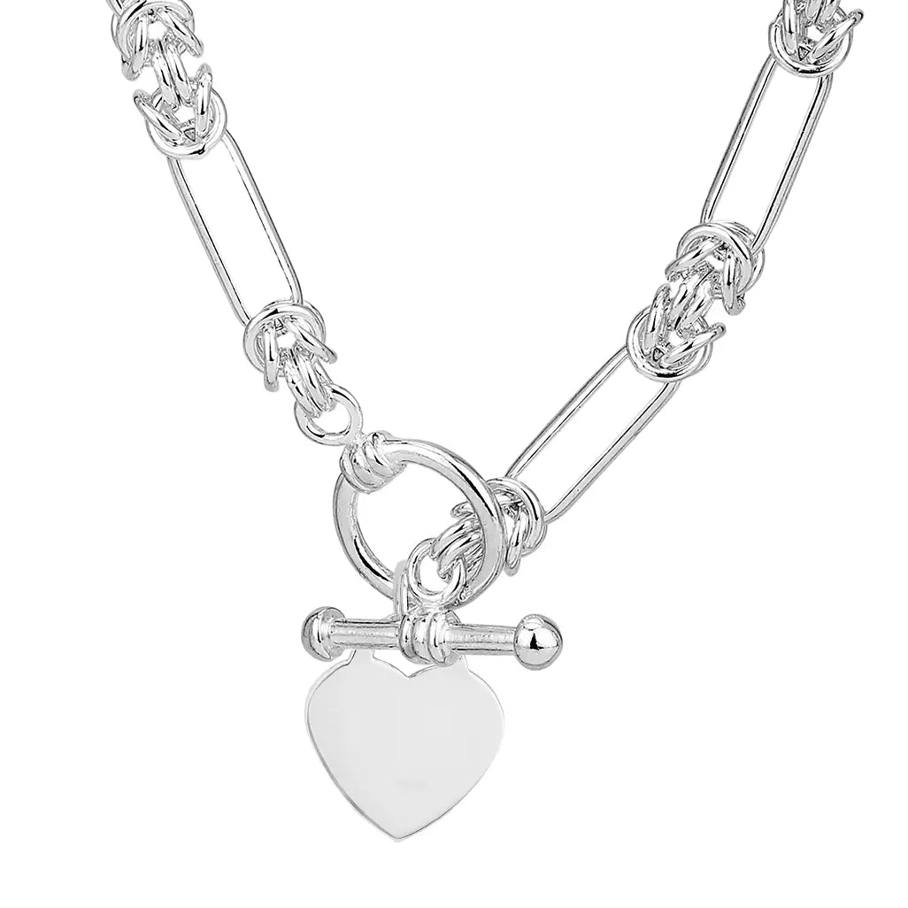 Sterling Silver Fetter & Knot Link With Engravable Heart Charm