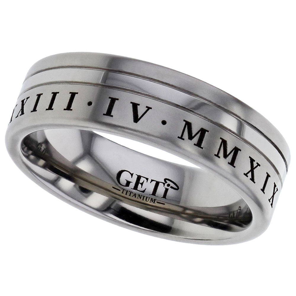 Titanium Wedding Band Personalised With Your Wedding Date