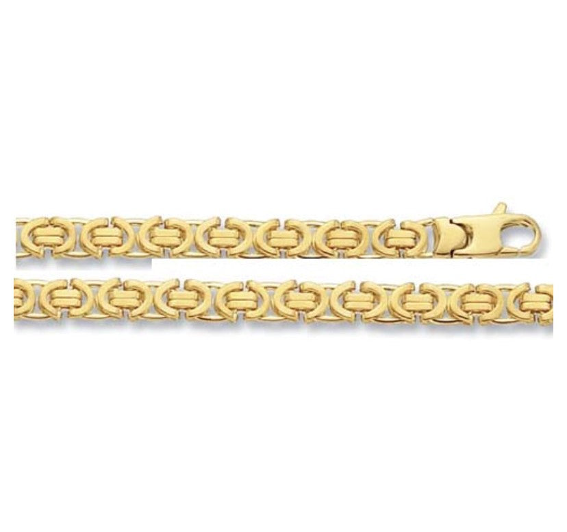 9ct Yellow Gold Flat Byzantine Chain Various Lengths