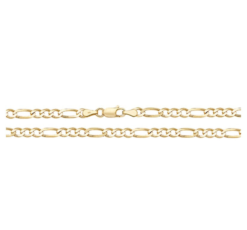 9ct Yellow Gold Figaro Chain Various Lengths