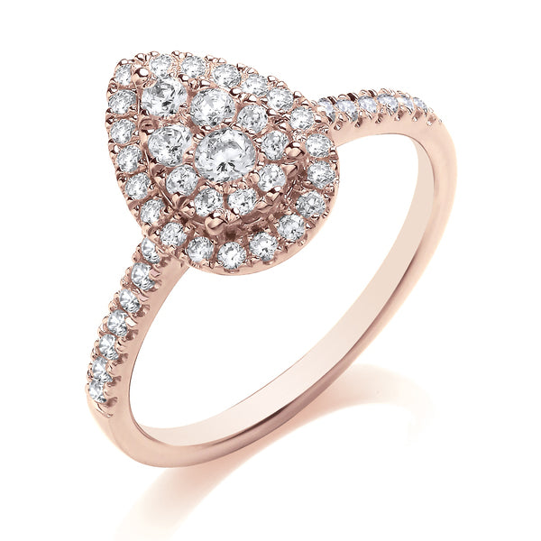 9ct Rose Gold Natural Diamond Cluster Ring