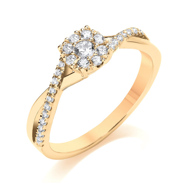 9ct Yellow Gold Natural Diamond Cluster Ring