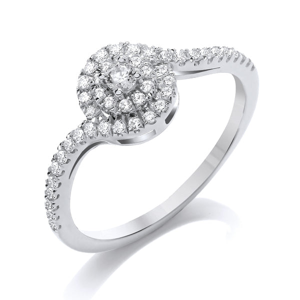 9ct White Gold Natural Diamond Cluster Ring