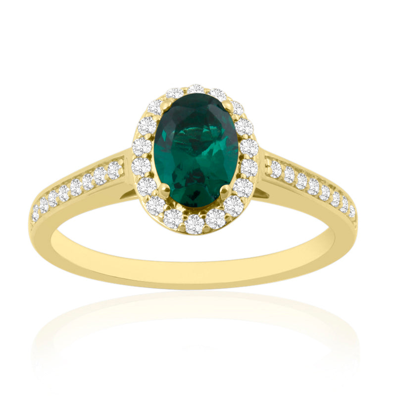 9ct Yellow Gold Diamond and Emerald Ring
