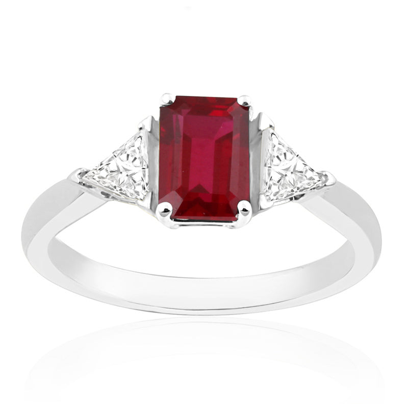 18ct White Gold Diamond and Ruby Ring