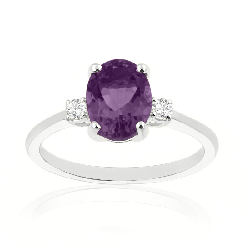 9ct White Gold Diamond and Amethyst Ring