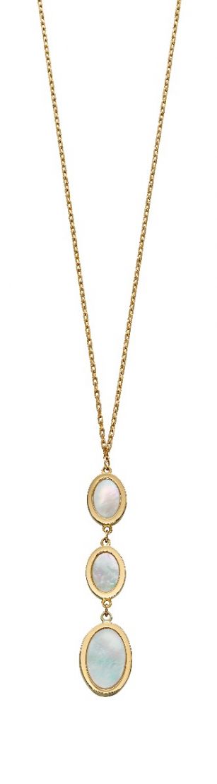9ct Oval Mother of Pearl Triple set Pendant and Chain