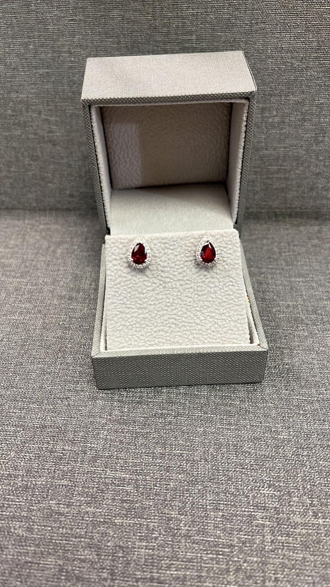 Sterling Silver Ruby CZ Earrings