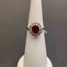 Load image into Gallery viewer, 9ct Yellow Gold Ruby CZ Cluster Ring
