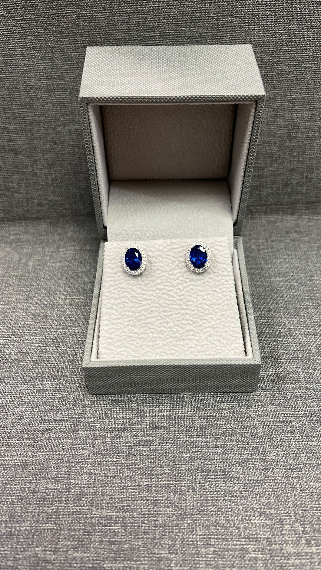 Sterling Silver Sapphire and CZ Earrings