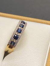 Load image into Gallery viewer, 18ct Yellow Gold Sapphire &amp; Diamond Band Ring
