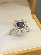 Load image into Gallery viewer, 18ct White Gold Sapphire &amp; Diamond Vintage Style Cluster

