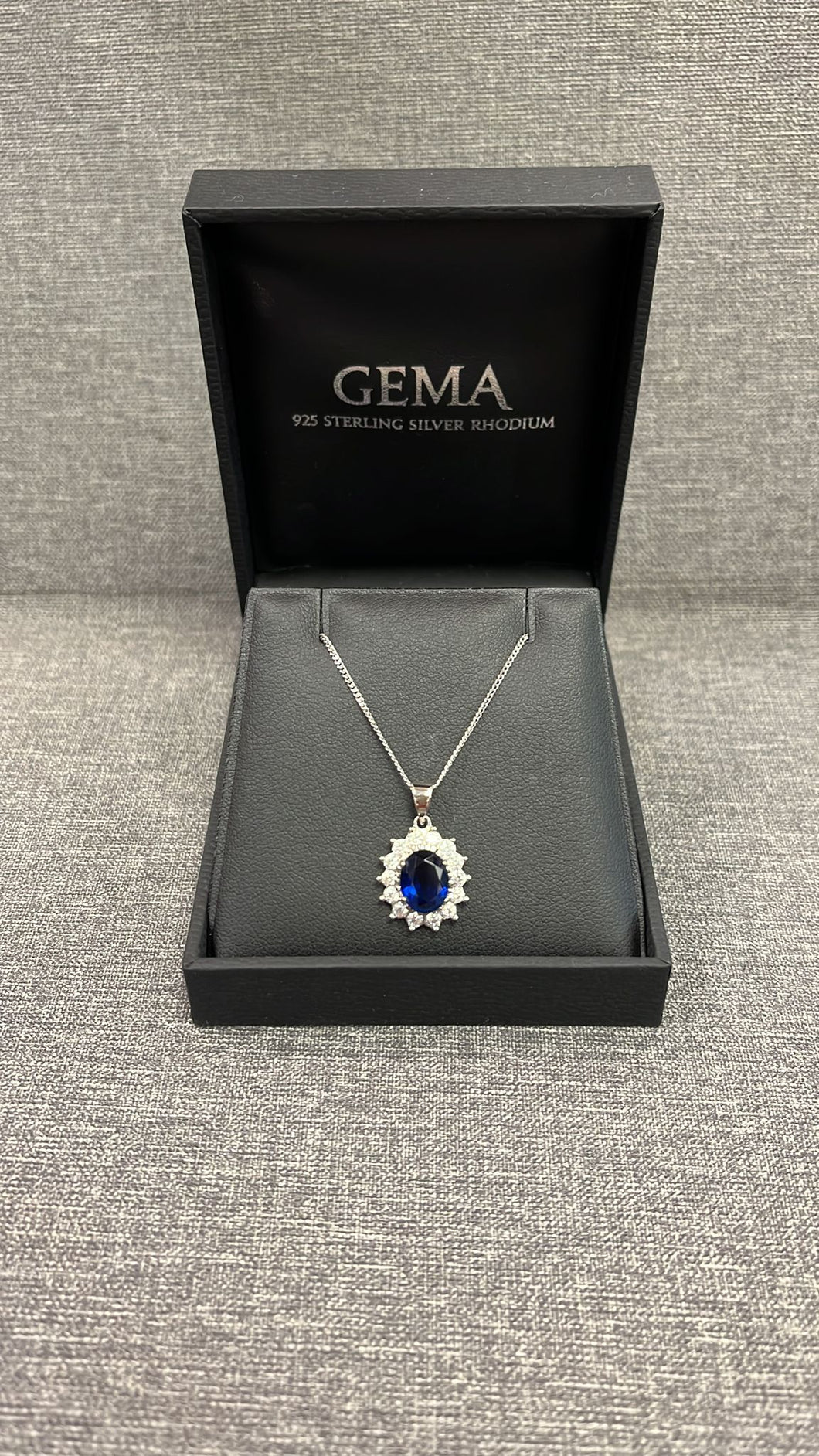 Sterling Silver Sapphire CZ Cluster Pendant