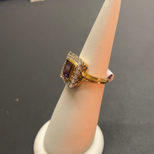 Load image into Gallery viewer, 18ct Yellow Gold Amethyst &amp; Diamond Cluster Ring

