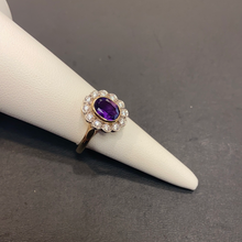 Load image into Gallery viewer, 9ct Yellow Gold Amethyst CZ Cluster Ring
