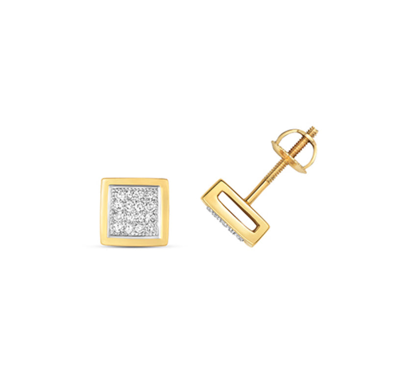 9ct Yellow Gold Diamond Cluster Earrings