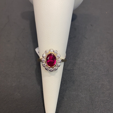 Load image into Gallery viewer, 9ct Yellow Gold Ruby CZ Cluster Ring
