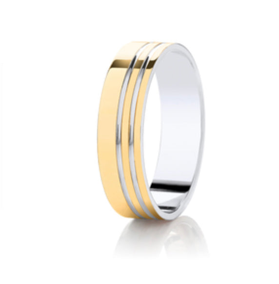Yellow Gold & Silver Wedding Band, Various Widths Available