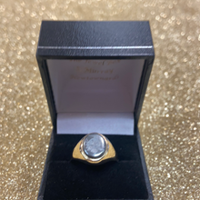 Load image into Gallery viewer, 9ct Yellow Gold Haematite Carved Signet Ring
