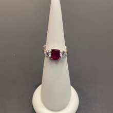 Load image into Gallery viewer, 9ct Yellow Gold Ruby CZ 3 Stone Ring

