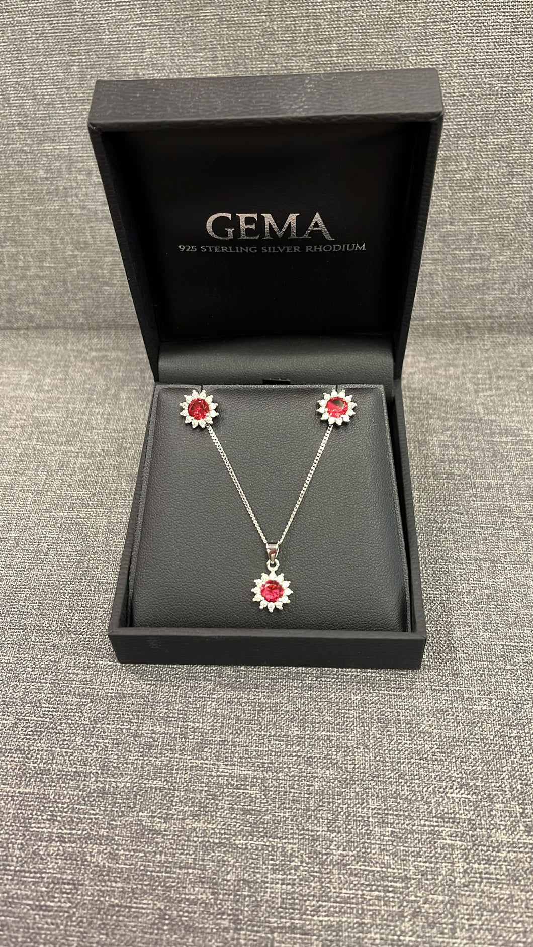 Sterling Silver Ruby CZ Gift Set