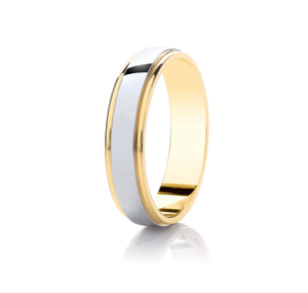 Yellow Gold & Silver Wedding Band, Various Widths Available