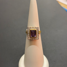 Load image into Gallery viewer, 18ct Yellow Gold Amethyst &amp; Diamond Cluster Ring
