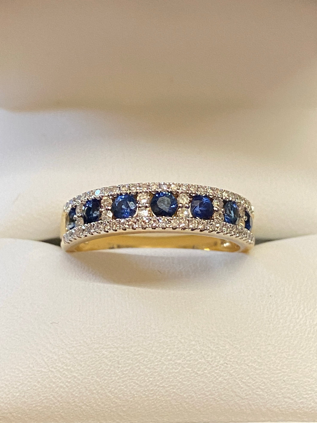 18ct Yellow Gold Sapphire & Diamond Band Ring