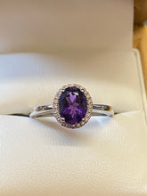 Load image into Gallery viewer, 9ct White Gold Diamond &amp; Amethyst Cluster Ring
