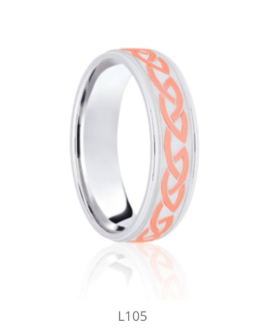 6mm Celtic Wedding Band Two Tone Handmade