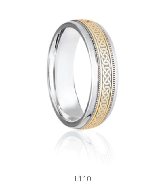 6mm Celtic Wedding Band Two Tone Handmade