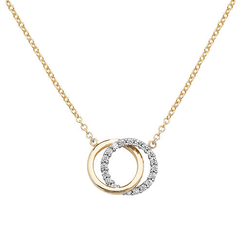 9ct Yellow Gold Double Circle Stone Set Pendant Chain – The