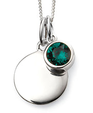 Load image into Gallery viewer, Sterling Silver Birthstone Pendant &amp; Engravable Disk With Chain
