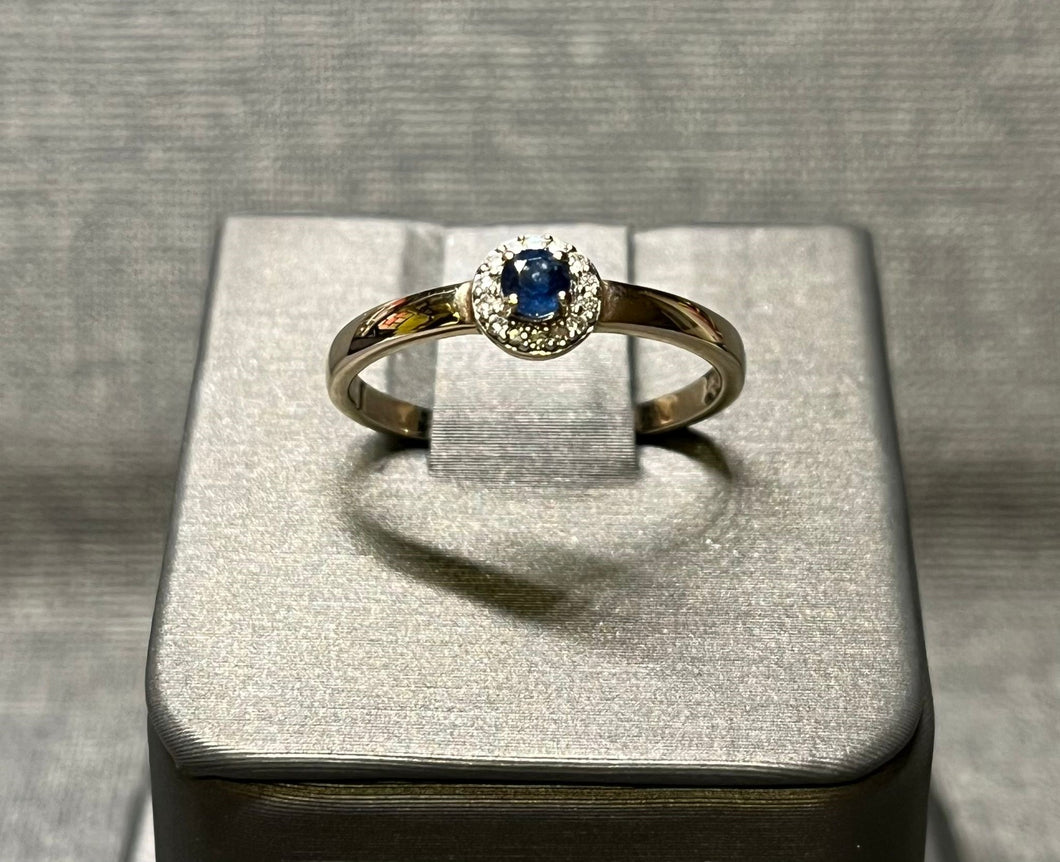 9ct Diamond & Sapphire Halo Ring